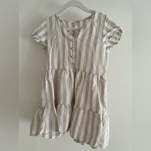 Rylee + Cru Beige and White Striped Tiered Dress